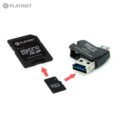 Mälukaart Platinet PMMSD32CR4 4in1 32 GB USB meedia + Micro SD kaart + micro USB OTG telefoni ja tahvelarvuti lugeja цена и информация | Карты памяти | kaup24.ee