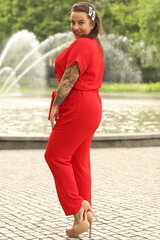 Elegantne jumpsuit V-kaelusega FARIDA, punane hind ja info | Naiste pükskostüümid | kaup24.ee