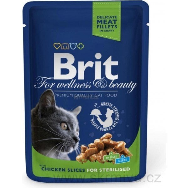 Brit Premium Chicken Slices for Sterilised märgtoit steriliseeritud kassidele 100g цена и информация | Konservid kassidele | kaup24.ee