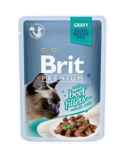Brit Premium Cat Delicate Beef Fillets in Gravy märgtoit kassidele 85g цена и информация | Konservid kassidele | kaup24.ee