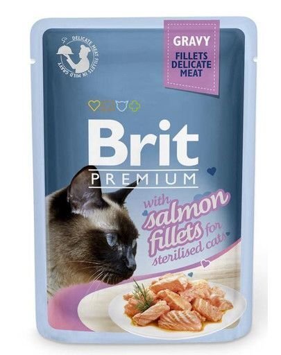 Brit Premium Cat Delicate Salmon Fillets in Gravy märgtoit steriliseeritud kassidele 85g цена и информация | Konservid kassidele | kaup24.ee