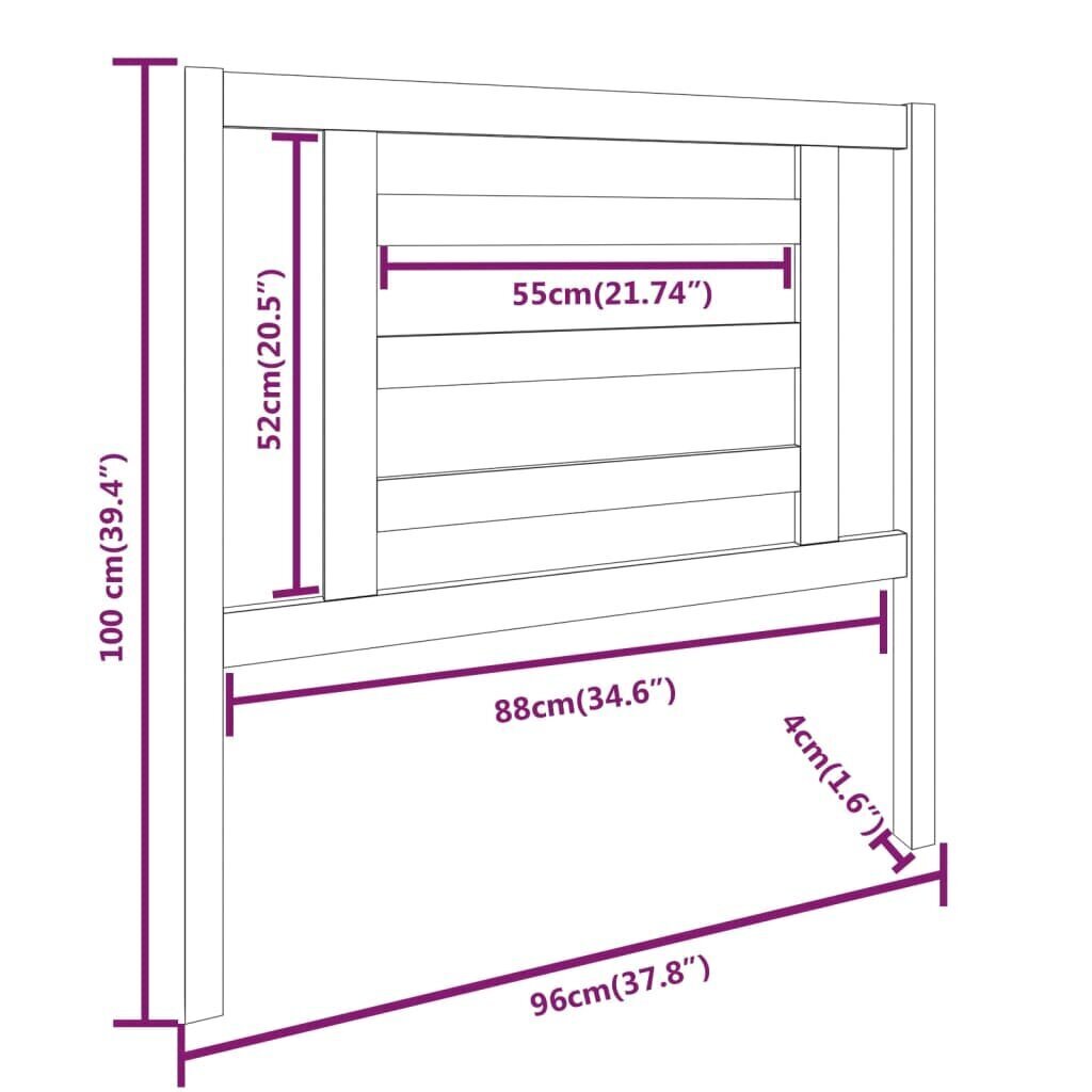 VidaXL voodipeats, 96 x 4 x 100 cm, männipuit цена и информация | Voodid | kaup24.ee