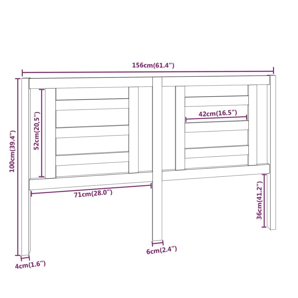 VidaXL voodipeats, 156 x 4 x 100 cm, männipuit hind ja info | Voodid | kaup24.ee