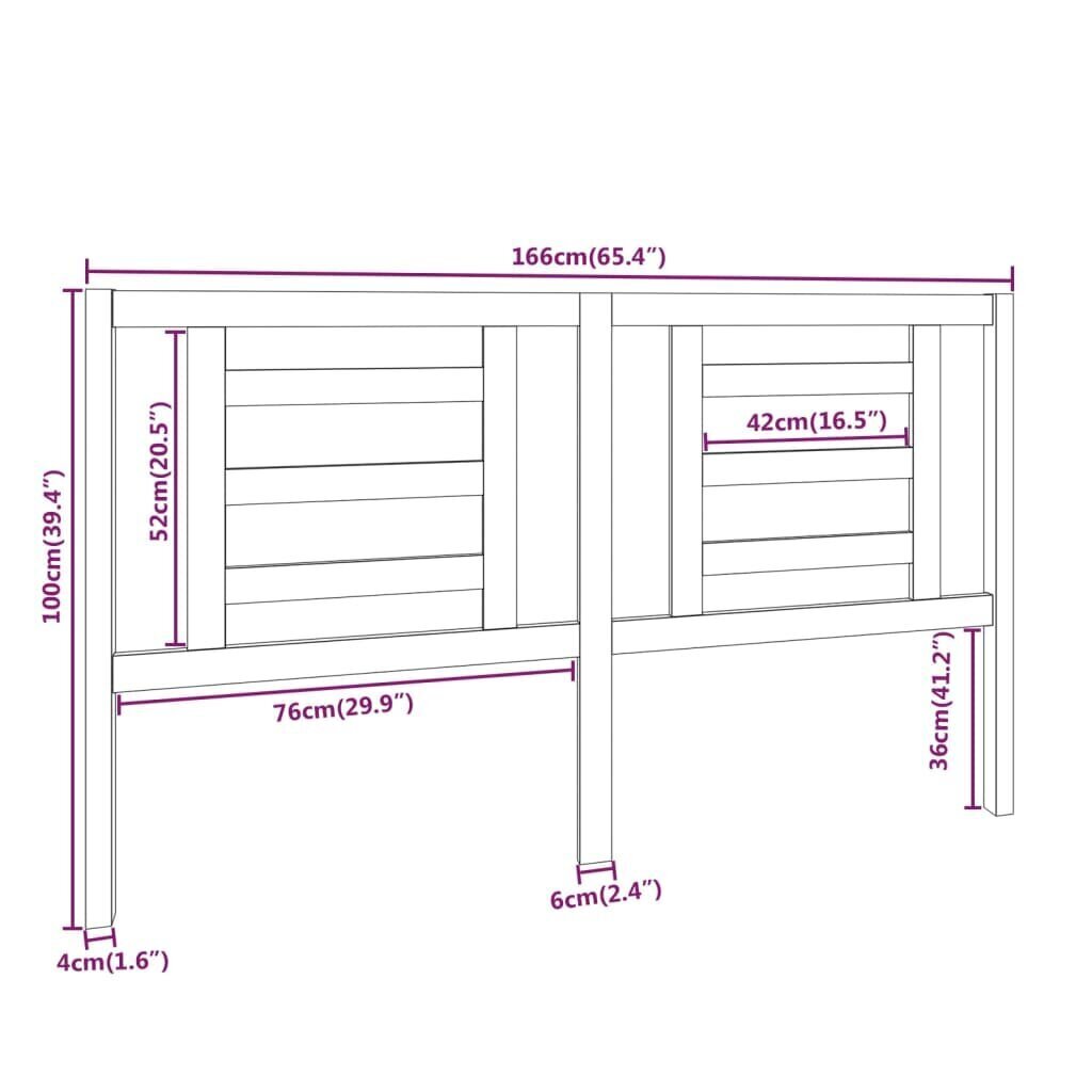 VidaXL voodipeats, 166 x 4 x 100 cm, männipuit hind ja info | Voodid | kaup24.ee