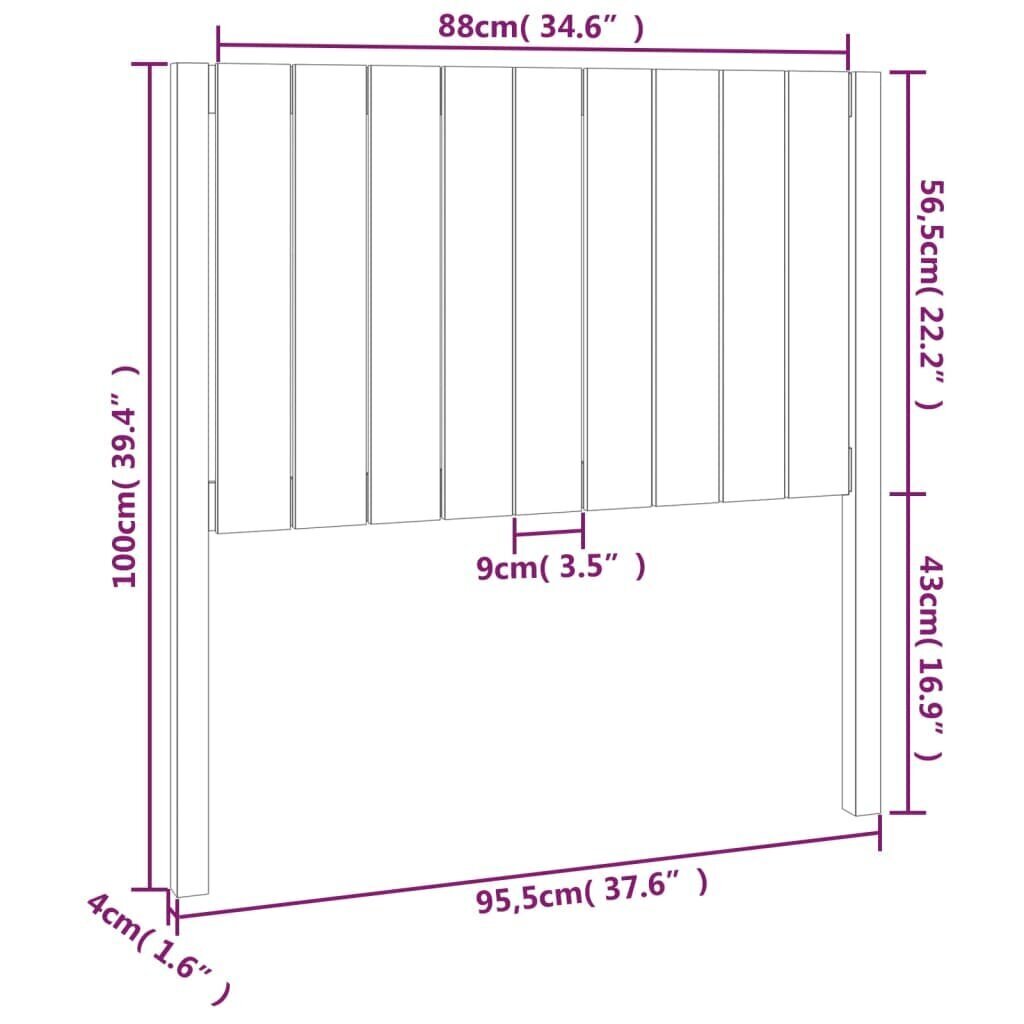 VidaXL voodipeats 95,5 x 4 x 100 cm, männipuit цена и информация | Voodid | kaup24.ee