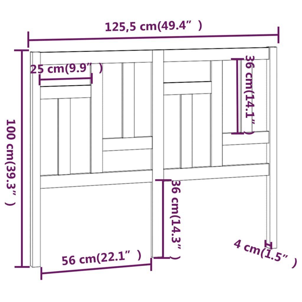 vidaXL voodipeats 125,5x4x100 cm männipuit цена и информация | Voodid | kaup24.ee