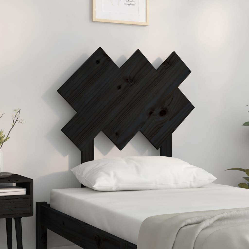 vidaXL voodipeats, must, 72,5 x 3 x 81 cm, männipuit hind ja info | Voodid | kaup24.ee