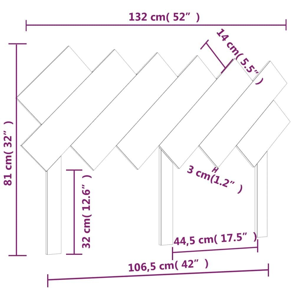 vidaXL voodipeats, meepruun, 132x3x81 cm, männipuit hind ja info | Voodid | kaup24.ee