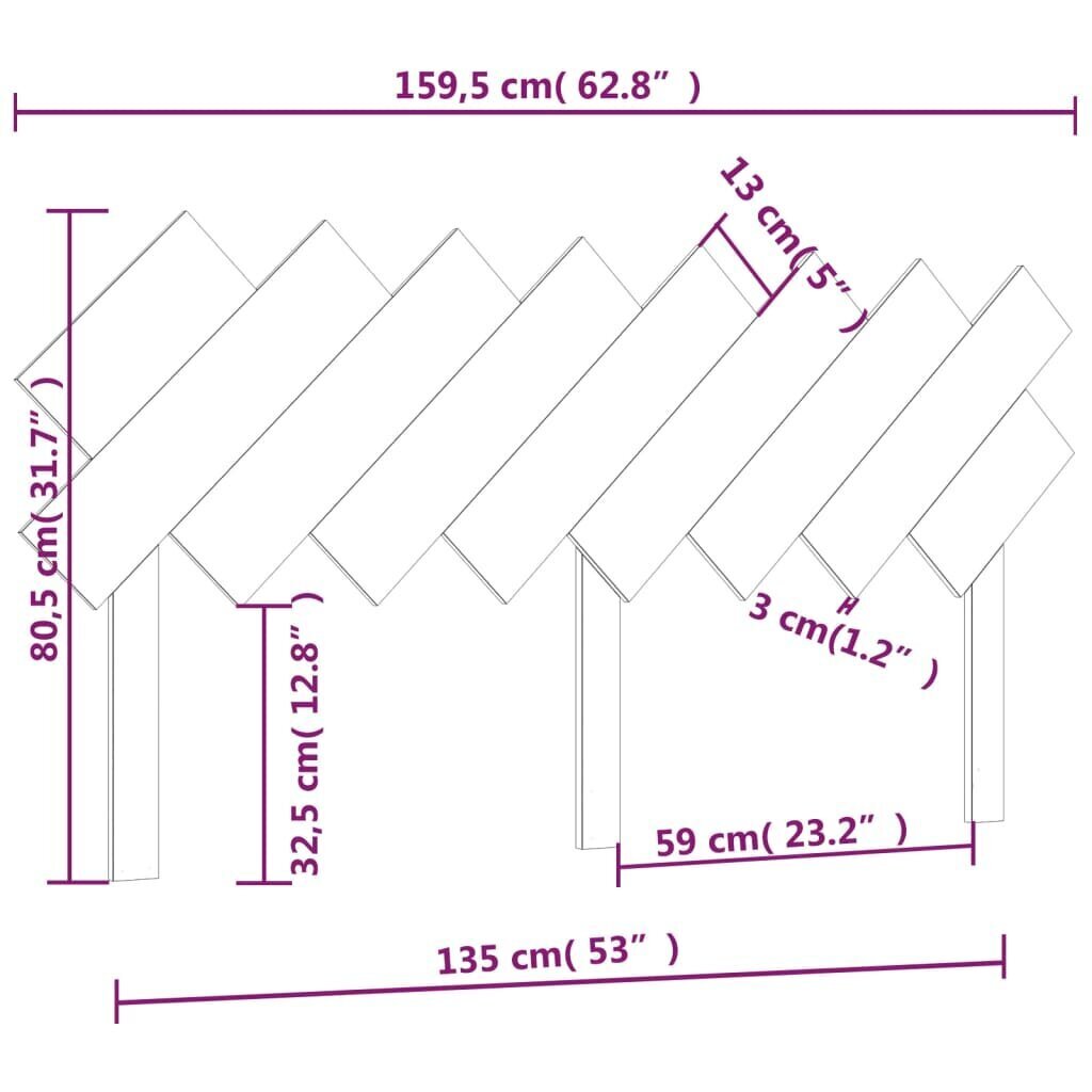 vidaXL voodipeats, 159,5x3x80,5 cm, männipuit hind ja info | Voodid | kaup24.ee