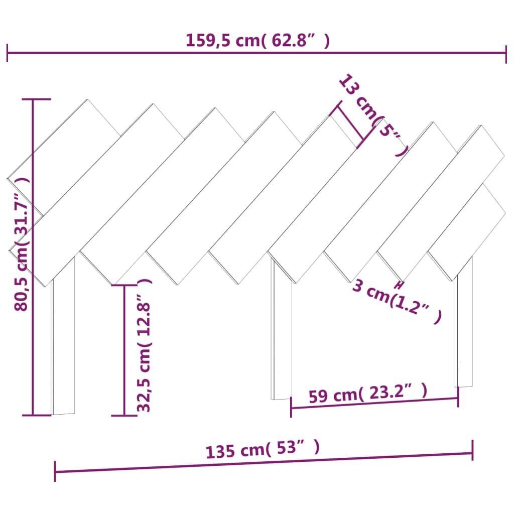 vidaXL voodipeats, hall, 159,5x3x80,5 cm, männipuit цена и информация | Voodid | kaup24.ee