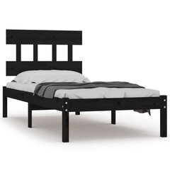 Каркас кровати, черный, 75x190см, массив дерева, односпальный цена и информация | Кровати | kaup24.ee