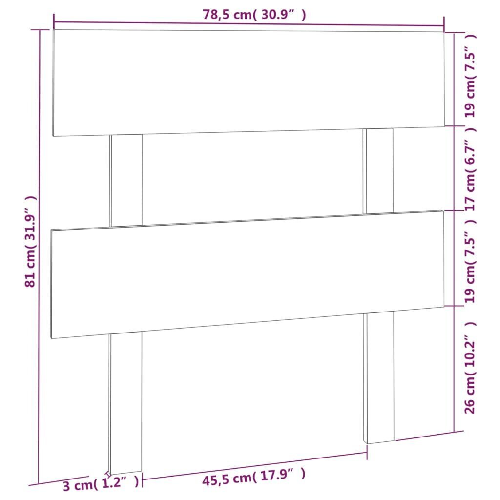 vidaXL voodipeats, 78,5 x 3 x 81 cm, männipuit hind ja info | Voodid | kaup24.ee