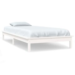 vidaXL voodiraam, valge, 75 x 190 cm, männipuit цена и информация | Кровати | kaup24.ee