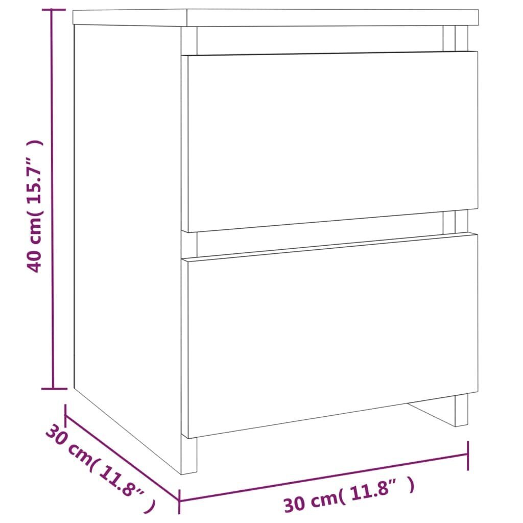 vidaXL öökapp, suitsutatud tamm, 30 x 30 x 40 cm, tehispuit hind ja info | Öökapid | kaup24.ee