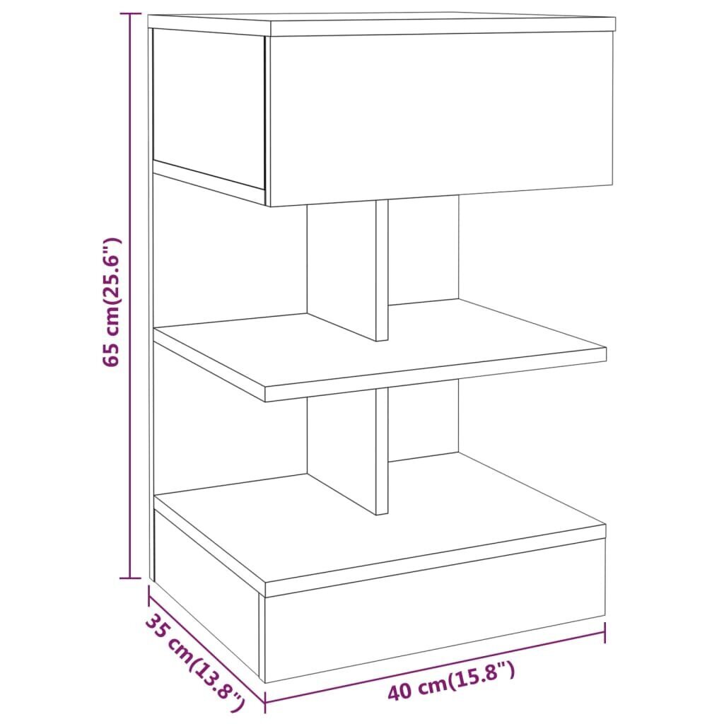 vidaXL öökapid 2 tk, suitsutatud tamm, 40 x 35 x 65 cm, tehispuit hind ja info | Öökapid | kaup24.ee