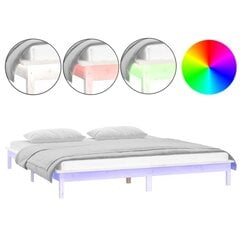 vidaXL LED-voodiraam, valge, 160 x 200 cm, männipuit hind ja info | Voodid | kaup24.ee