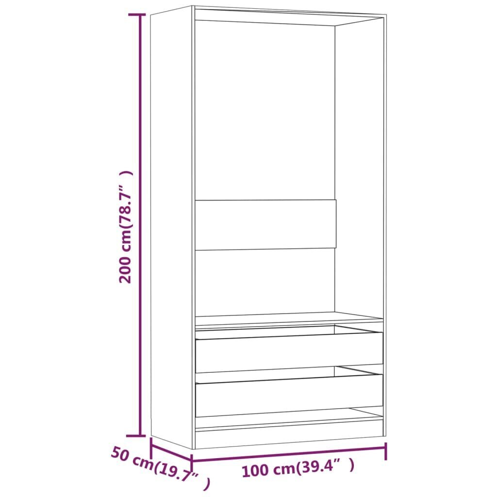 vidaXL riidekapp, suitsutatud tamm, 100 x 50 x 200 cm, tehispuit цена и информация | Kapid | kaup24.ee