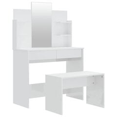 vidaXL tualettlaua komplekt, kõrgläikega valge, 96 x 40 x 142 cm hind ja info | Meigilauad | kaup24.ee