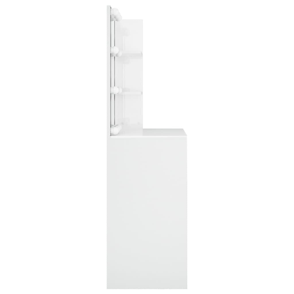 vidaXL tualettlaud LEDiga, kõrgläikega valge, 74,5 x 40 x 141 cm цена и информация | Tualettlauad | kaup24.ee
