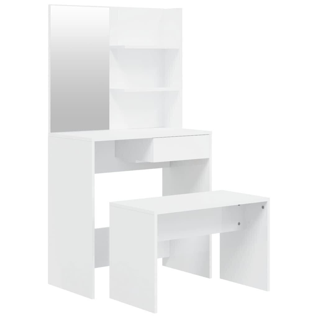 vidaXL tualettlaua komplekt, kõrgläikega valge, 74,5 x 40 x 141 cm цена и информация | Meigilauad | kaup24.ee