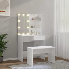 vidaXL tualettlaua komplekt LEDiga, kõrgläikega valge, tehispuit hind ja info | Meigilauad | kaup24.ee