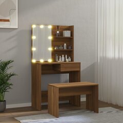 vidaXL tualettlaua komplekt LEDiga, pruun tamm, tehispuit hind ja info | Tualettlauad | kaup24.ee