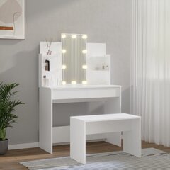vidaXL tualettlaua komplekt LEDiga, valge, tehispuit hind ja info | Tualettlauad | kaup24.ee