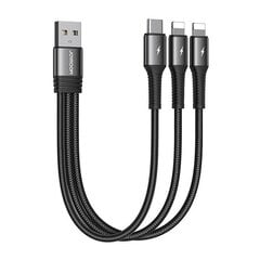 USB cable Joyroom S-01530G10 3in1 USB-C | 2x Lightning 3.5A 0.15 м (black) цена и информация | Кабели для телефонов | kaup24.ee