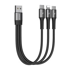 USB cable Joyroom S-01530G11 3in1 2x USB-C | Lightning 3.5A 0.15m (black) hind ja info | Mobiiltelefonide kaablid | kaup24.ee