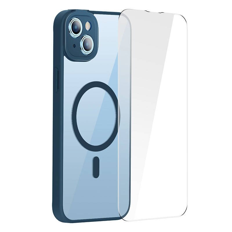 Baseus Frame Transparent Magnetic Case and Tempered Glass set for iPhone 14 Plus (blue) цена и информация | Telefoni kaaned, ümbrised | kaup24.ee