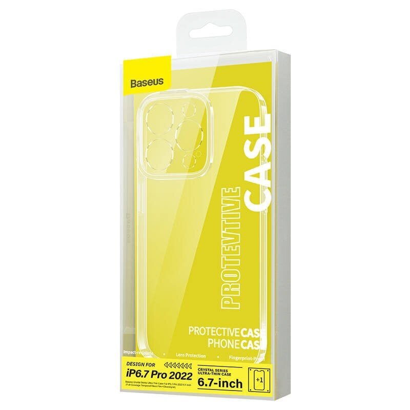 Baseus Crystal Transparent Case and Tempered Glass set for iPhone 14 Pro Max hind ja info | Telefoni kaaned, ümbrised | kaup24.ee