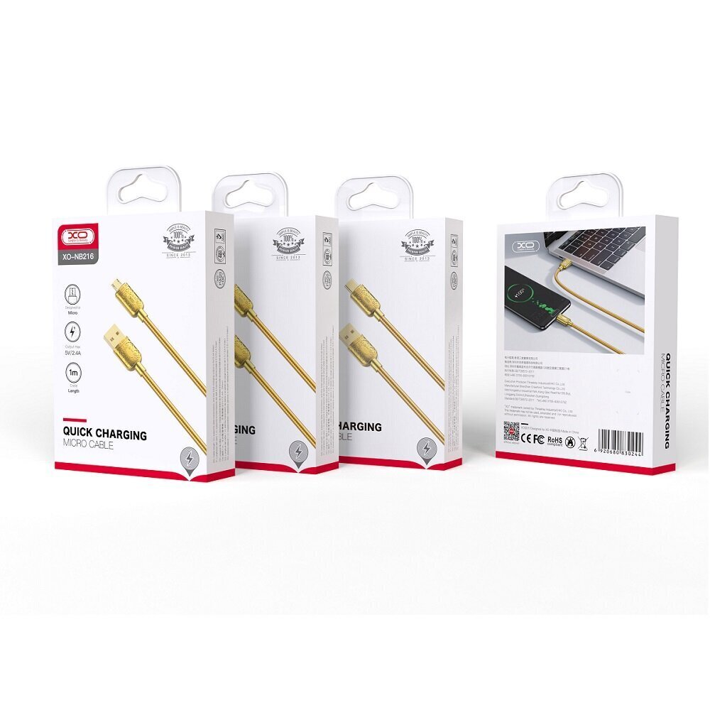 XO cable NB216 USB - Lightning 1,0 m 2,4A gold цена и информация | Mobiiltelefonide kaablid | kaup24.ee
