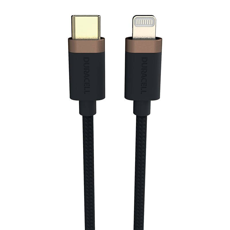 Duracell USB-C cable for Lightning 1m (Black) hind ja info | Mobiiltelefonide kaablid | kaup24.ee