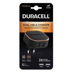 Duracell Wall Charger 2xUSB 2.4A 24W (black) hind ja info | Mobiiltelefonide laadijad | kaup24.ee