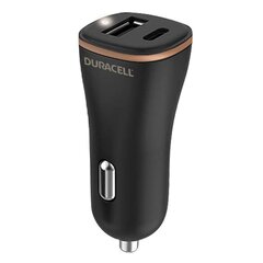 Car Charger USB, USB-C 27W Duracell (Black) цена и информация | Зарядные устройства для телефонов | kaup24.ee