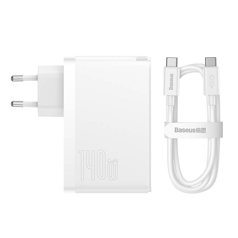 Baseus GaN5 Pro wall charger 2xUSB-C + USB, 140W (white) hind ja info | Mobiiltelefonide laadijad | kaup24.ee