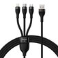 3in1 USB cable Baseus Flash II Series, USB-C + micro USB + Lightning, 66W, 1.2m (Black) hind ja info | Mobiiltelefonide kaablid | kaup24.ee