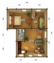 Freespalksuvila Emily 39,2 m² 2 magamistoa, WC ja köögiga hind ja info | Kuurid ja aiamajad | kaup24.ee