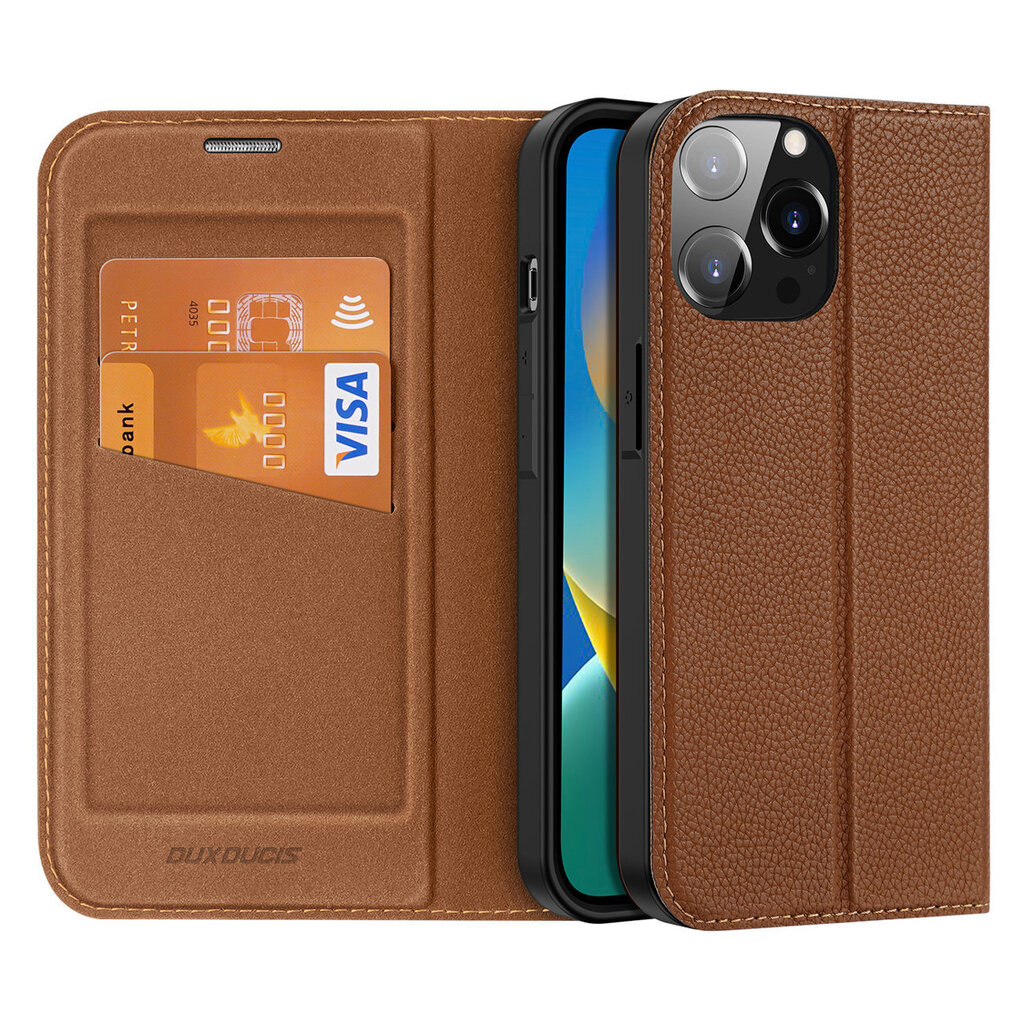 Dux Ducis Skin X2 iPhone 14 Pro Max with magnetic flap brown цена и информация | Telefoni kaaned, ümbrised | kaup24.ee