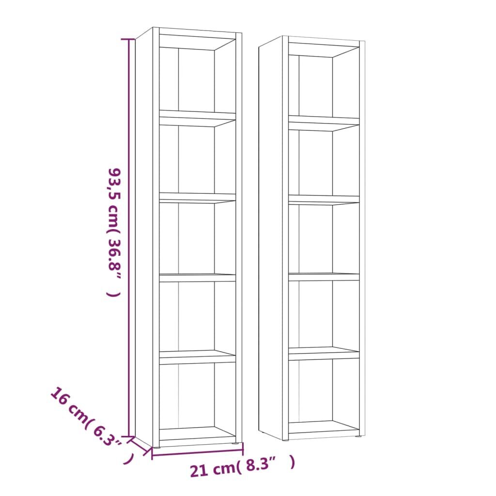 vidaXL CD-kapid 2 tk, suitsutatud tamm, 21 x 16 x 93,5 cm, tehispuit цена и информация | Kapid | kaup24.ee