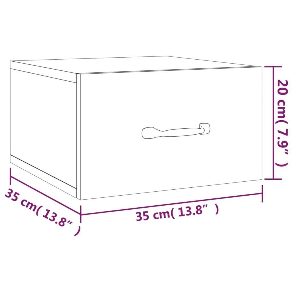 vidaXL seinale kinnitatav öökapp, valge, 35 x 35 x 20 cm hind ja info | Öökapid | kaup24.ee