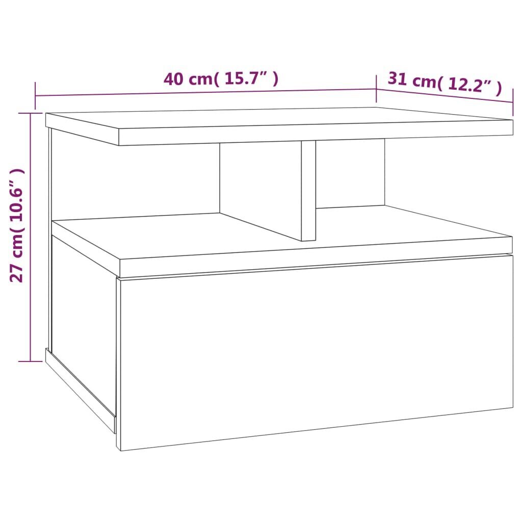 vidaXL kinnitatav öökapp, suitsutatud tamm, 40 x 31 x 27 cm, tehispuit цена и информация | Öökapid | kaup24.ee