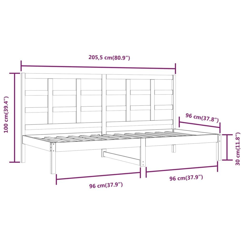 vidaXL päevavoodi, valge, 90 x 200 cm, männipuit hind ja info | Voodid | kaup24.ee