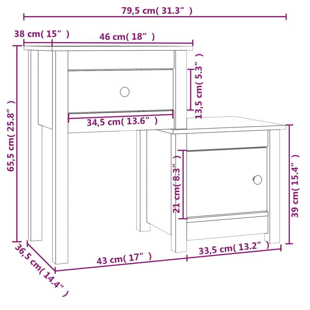 vidaXL öökapp, meepruun, 79,5 x 38 x 65,5 cm, männipuit цена и информация | Öökapid | kaup24.ee