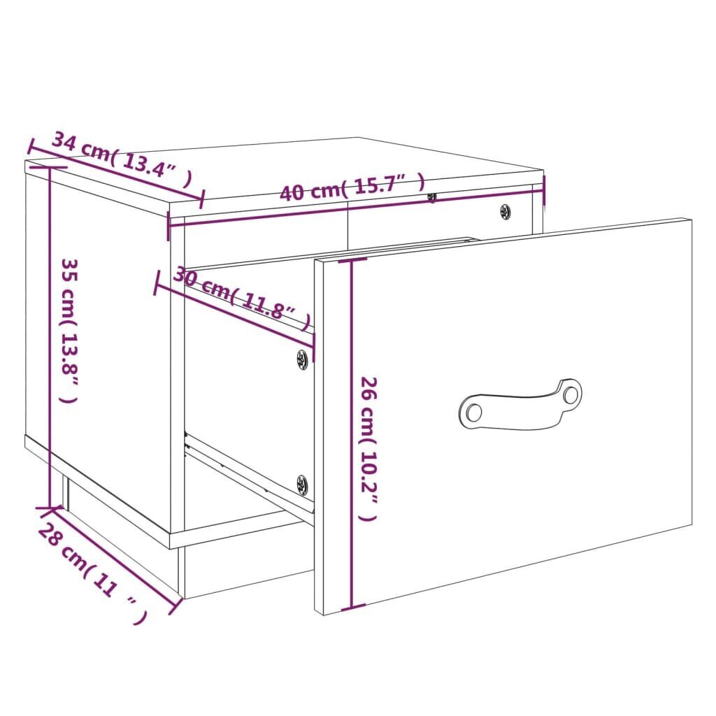 vidaXL öökapid 2 tk, hall, 40 x 34 x 35 cm, männipuit цена и информация | Öökapid | kaup24.ee