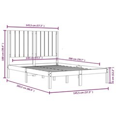 vidaXL voodiraam, must, täismännipuit, 140 x 200 cm цена и информация | Кровати | kaup24.ee