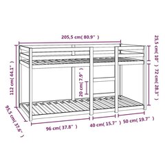 vidaXL narivoodi, valge, 90 x 200 cm, männipuit hind ja info | Voodid | kaup24.ee