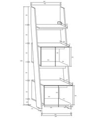 Põrandariiul Rack 60-2D, valge/must hind ja info | Riiulid | kaup24.ee