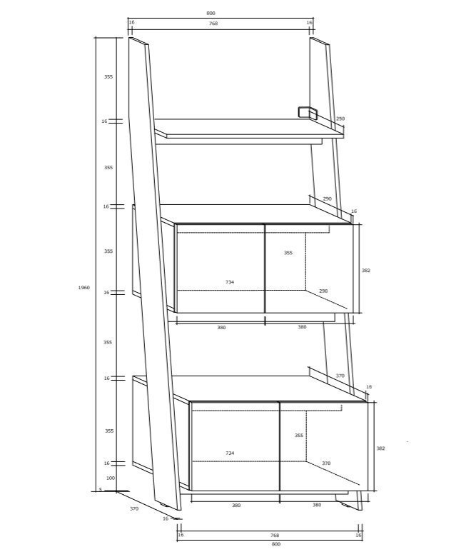 Põrandariiul Rack 80-2D, valge/hall hind ja info | Riiulid | kaup24.ee