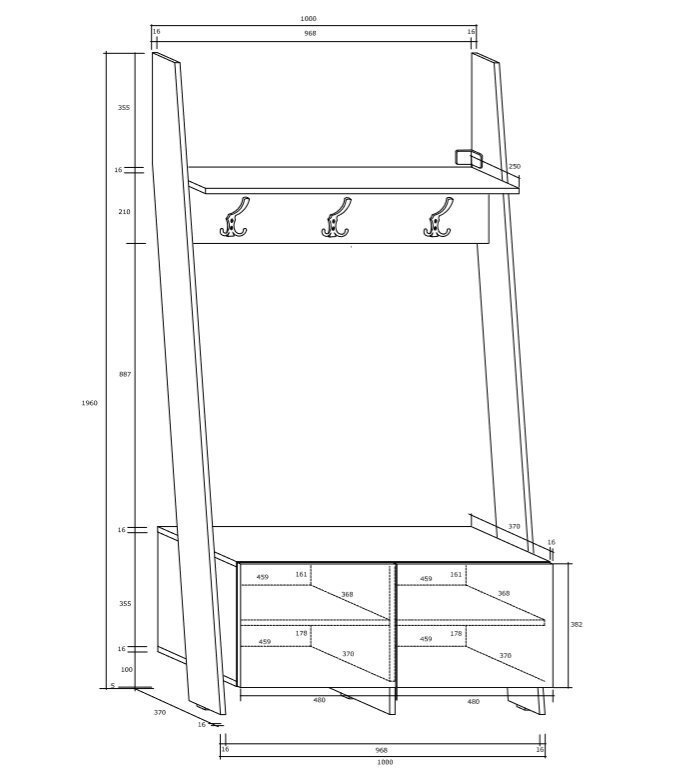 Nagi Rack, valge/must hind ja info | Nagid | kaup24.ee